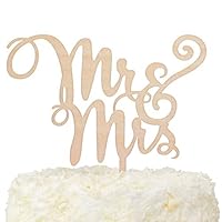 LOVENJOY Gift Box Pack Mr and Mrs Monogram Rustic Wood Wedding Engagement Cake Toppers Decoration (5.9-inch)