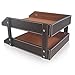 KINGFOM Letter Tray, Leather Paper Organizer Tray, Wooden Desk File Holder, Desktop File, Stackable Magazine Holder, Mail Sorter, Great for Home or Office - 2 Level Brown