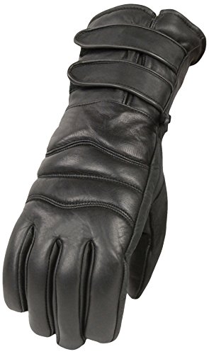 Milwaukee Leather Men's Padded Gauntlet Gloves with Double Strap (Black, X-Small)