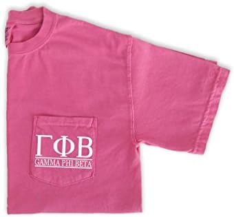 Gamma Phi Beta Block Letters Pocket Tee Sorority Comfort Colors T-Shirt