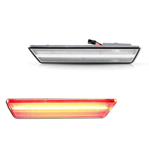GTINTHEBOX 2PCS 3D Classic Clear Lens Red 36-SMD LED Rear Bumper Side Marker Lights Lamps Replacement Kit For 2008-2014 Dodge Challenger & 2011-2014 Dodge Charger