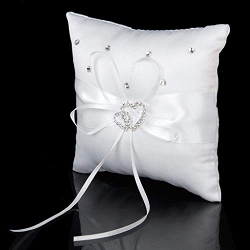 Potelin Ring Pillow Wedding Ring Bearer Cushion White 15 cm x 15 cm