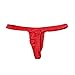 iiniim Men's Sexy Thong Underwear Low Rise Bikini T-Back G-String Ice Silk Briefs Red Medium (Waist 24.0-34.0