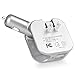 Elepower  10.5W Travel Charger with Foldable AC Wall / DC Plug and Dual Smart USB Ports Car Charger for iPad Air / mini, iPhone 7 / 6s / 6 / Plus, Galaxy S/J Series, LG, Nexus, HTC and More-Silver