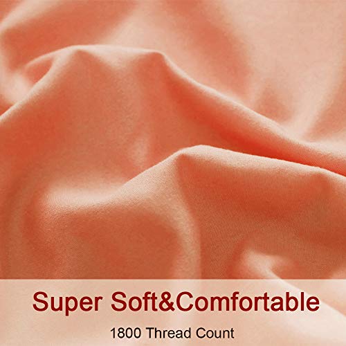 SONORO-KATE-Bed-Sheet-Set-Super-Soft-Microfiber-1800-Thread-Count-Luxury-Egyptian-Sheets-16-Inch-Deep-PocketWrinkle-and-Hypoallergenic-4-Piece-Coral-Queen