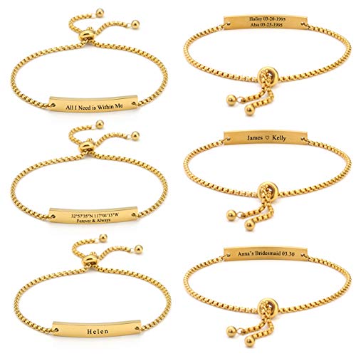 Zysta Medical Alert ID Identification Link Women Girls Stainless Steel Wrist Cuff Bracelet Adjustable Name Message Inspirational Words Free Engraving Tag Customized Jewelry Gift - Thumbnail 2