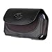 Black Leather Case Holster Cover Side Pouch with Belt Clip and Loops for Tracfone LG 800G - Tracfone LG 840G