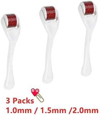 Derma Roller,540 Titanīum Micrǒ Néēdlēs - 3 Pack(1.0mm / 1.5mm /2.0mm),Skin Care Tool Roller Kit For Stretch Marks, Acne, Scar Removal Contractive Pore, Improving Skin Tone