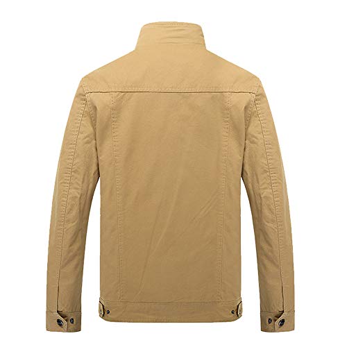 Realdo Mens Military Combat Jacket, Winner Casual Zipper Tactical Pocket Long Sleeve Cargo Coat(X-Large,Khaki)