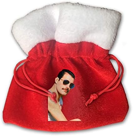 Kim Mittelstaedt Freddie Mercury Wearing Sunglasses Christmas Bag Santa Present Sack Drawstring Bag for Daily Use