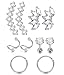 JOERICA 3 Pairs Stainless Steel Silver Ear Cartilage Earrings for Women Girls Tragus Helix Earring Cute Conch Flat Back Piercing Jewelry 16G (C:5 Pairs)