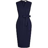 GRACE KARIN Women's Business Dresses Sleeveless V Neck Bodycon Sheath Dress Zipper Up Office Work Dress with Pockets