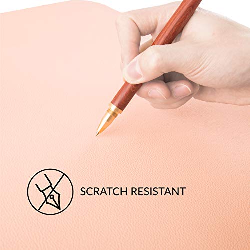 Homesure Genuine Leather Desk Pad (Pink, 17x35 inches) Waterproof & Genuine Leather - Desk Mat,Desk Blotter, for Office and Home on top of desks