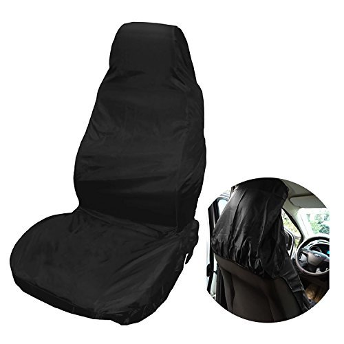 HOMPO Universal Car Van Seat Covers Black Waterproof Nylon Heavy Duty Front Seat Covers Protectors by eLifeStore