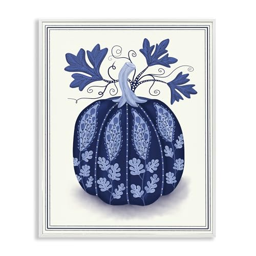 'Folk Pattern Fall Pumpkin'| Framed Giclee Art
