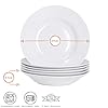 Argon-Tableware-White-Rimmed-SoupPastaCerealBowls-23cm-Set-of-6 6X White Soup Bowls - 23cm (9") - Ceramic Dinner Plates Dish Set Cereal Soup Serving Noodle Bowl - Dishwasher and Microwave Safe - by Argon Tableware