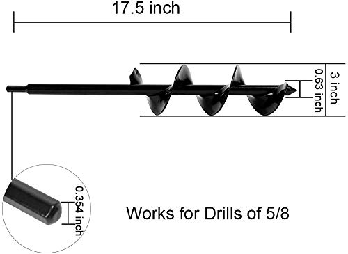 ERYTLLY Bulb Planter Garden Planter Drill Planter Tool Bulb Auger Drill 7.6cm x 44.5cm Bit Rust Proof Rapid Planter, Bulb Plant Auger, Umbrella Post Hole Digger for 5/8" Hex Drive Drill (3"x 17.5")