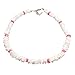 Green Nipa Hut Hawaiian White and Pink Square Cut Puka Shell Necklace with Lobster Lock