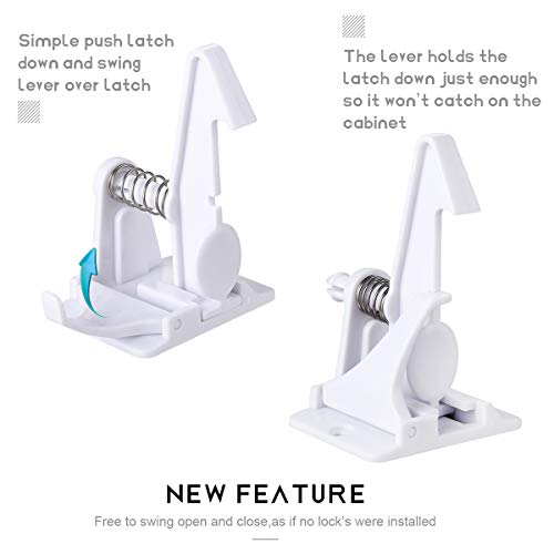 Child Safety Cabinet Locks - 12 Packs Cabinet Locks Child Safety, No Tool No Key Needed Safety Drawer Locks for Drawers, Cabinets, Closets - Thumbnail 3