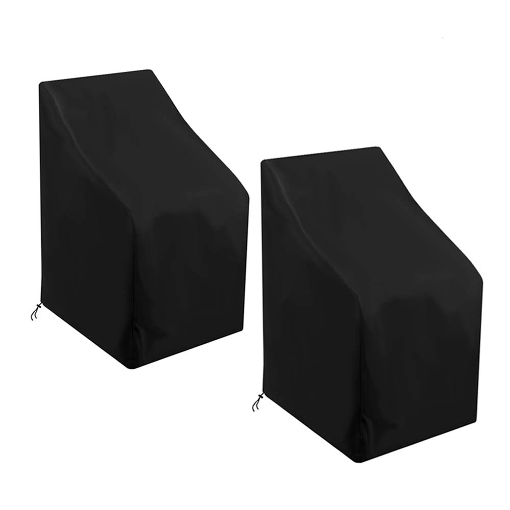AOUSTHOP Garden Chair Cover,2 Packs Waterproof, Windproof, Anti-UV, Heavy Duty Rip Proof,210D Oxford Fabric Reclining Patio Stacking Chair Cover (75x75x120cm)