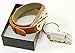 BSI Long Brown Leather Straps Band With Metal Buckle Clasp And Rose Gold X Design Metal Housing For Fitbit Flex Activity Tracker