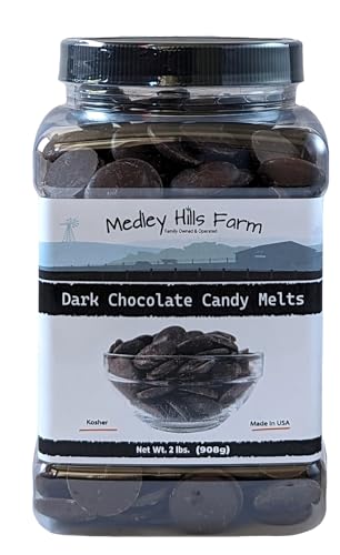 Dark Chocolate Candy Melts by Medley hills farm 2 lbs. in Reusable Container - Melting chocolate candy melts - Made in USA