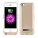 Leadtry 4200mah Iphone 5 5s 5SE Universal Slim Case Rechargeable Portable Charger Case Outdoor Moving External Battery Backup Case Cover with 4 LED Lights Built-in Pop-out Kickstand Holder (Gold)