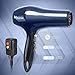 MYONAZ Hair Dryer Professional with Straightening Comb and Air Concentrator/Powerful and Quiet Hair Dryer with Nozzle - Create Salon Volume at Home up to 80% Faster with Less Frizz (Navy Blue)
