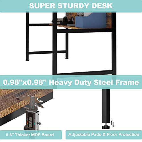 Ruitta 47" Writing Computer Desk, Home Office Desk with Bookshelf