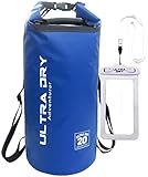 20L Premium Waterproof Bag, Sack with Phone Dry Bag and Long Adjustable Shoulder Strap Included (Blue, 20 L)
