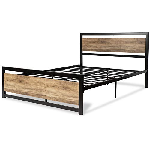Amooly Full Size Metal Bed Frame with Wood Headboard Platform Bed Frame/Strong Slat Support/Easy Assembly/Box Spring Optional - Thumbnail 5