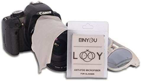 EINYOU Anti-Fog Microfiber Cleaning Cloths For Camera Lens, Glasses, Sunglasses, Goggles and Other Delicate Surfaces (Gray)