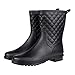 Litfun Womens Black Mid Calf Rain Boots Outdoor Work Waterproof Garden Booties Wide Calf Rain Shoes