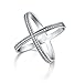 925 Sterling Silver Ring, Boruo Cubic Zirconia CZ Criss Cross Ring Size 6