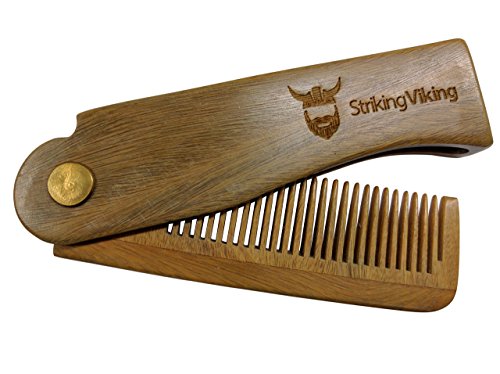 UPC 638932985517, Folding Wood Comb by Striking Viking - Anti-Static Wooden Styling Comb for Men