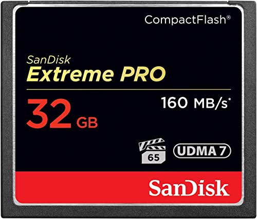 SanDisk Extreme Pro CompactFlash Speicherkarte 32GB (UDMA7, 4K-UHD- und Full-HD-Videos, VPG 65, temperaturbeständig, 160 MB/s Übertragung)