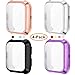 CAVN 4 Pack Screen Protector Case Compatible with Fitbit Versa/Versa SE Smartwatch, Soft TPU Plated Slim Full Coverage Screen Protective Bumper Cover (Black/Purple/Rose Gold/Silver)