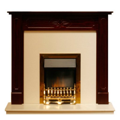Option Mahogany Marfil Fireplace With Adam Brass Electric Fire