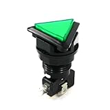 Panel Mounted SPDT Green Indicator Momentary Game Triangle Push Button