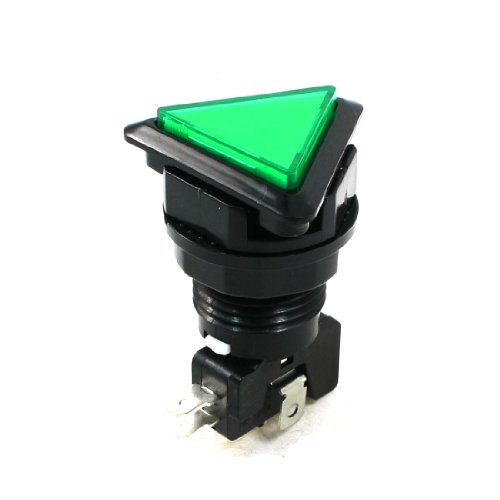 Uxcell Panel Mounted SPDT Indicator Momentary Game Triangle Push Button, Green