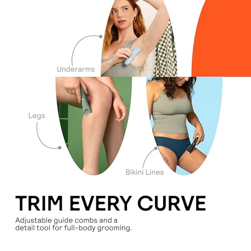 MERIDIAN Slimmer Trimmer, Pubic & Body Hair Trimmer, Bikini Hair Removal, No Nicks, Razor Burn, No Ingrowns, Ergonimic Design, Wet/Dry Tech, LED Spotlight (Sage)