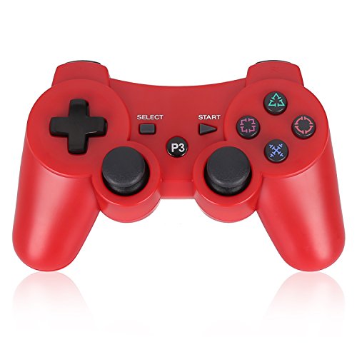 PS3 Controller Wireless Dualshock3 Joystick - OUBANG Upgrade Version Patent Remote Best Bluetooth Sixaxis Control Gamepad Heavy-duty Game Accessories for PlayStation3 (Red) - Thumbnail 7
