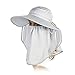 Siggi Womens Wide Brim Summer Sun Flap Cap Hat Neck Cover Face Mask Detachable UPF 50+ Grey
