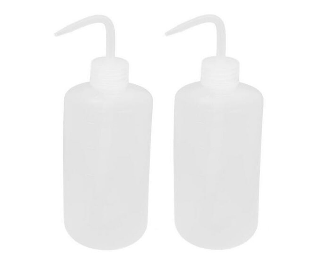 2PCS 150ml/250ml/500ml/1000ml Plastic Clear White Bent Tip Oil Liquid Storage Squeeze Measuring Bottle Wash Cleaning Soap Holder Can Pot Gardening Tools (500ml/ 16.7oz)