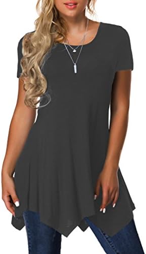 CPOKRTTWSO Women's Short Sleeve Casual Loose T-Shirt Long Tunics