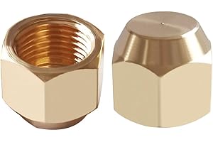 Joywayus Brass 5/8" Female Flare Cap SAE 45 Degree Tube Fitting Outer Hex Thread Socket Plug Gas Fittings (Pack of 2)