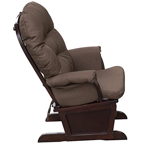 Nursery Glider Rocking Chair with Ottoman, Thick Padded Cushion Seating and Wood Base