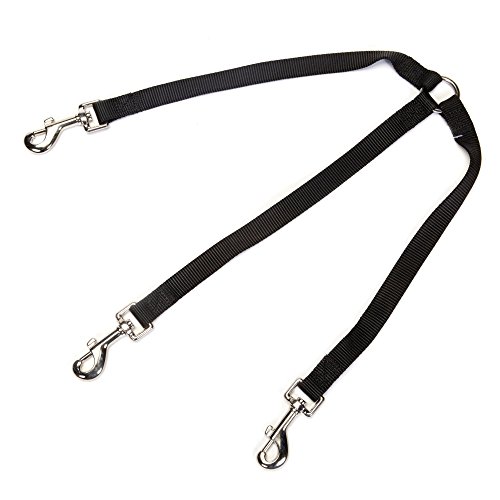 Guardian Gear 12" Nylon 3-Way Medium Dog Coupler with Nickel-Plated Swivel Clip, Black