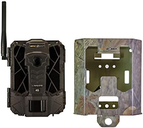SPYPOINT Link-EVO Cellular Trail Camera, 4G/LTE, 12MP HD Video, High Power LEDs&Infrared Boost Tech, 0.3s Trigger Speed, 80' Detect&90' Flash, Easy Setup (Link-EVO + SB-200 Security Box)