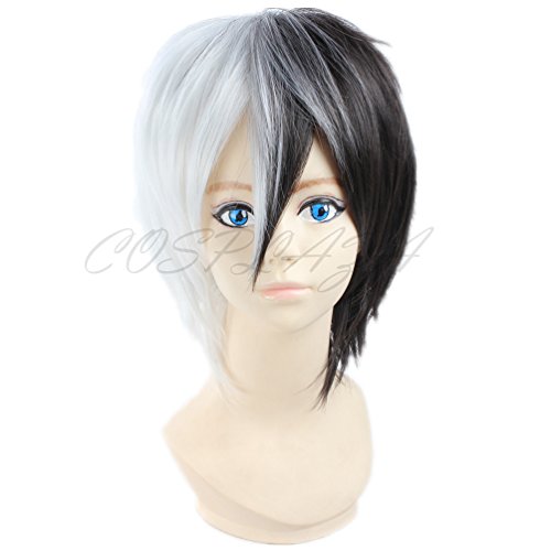 COSPLAZA Cosplay Wigs Halloween Short White Black Halloween Party Anime Hair